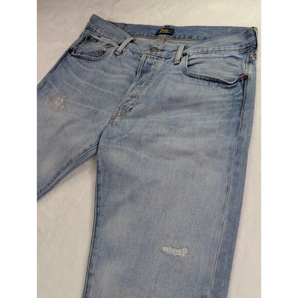 The Varick Slim Straight Button Fly Distressed 32W x 30L by Polo Ralph Lauren - Picture 3 of 16